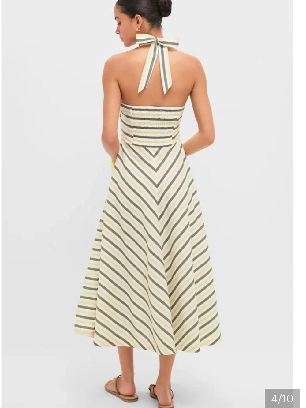 Tuckernuck Green Yellow Stripe Halter Button Down Mirabel Dress + Shorts Set NEW
